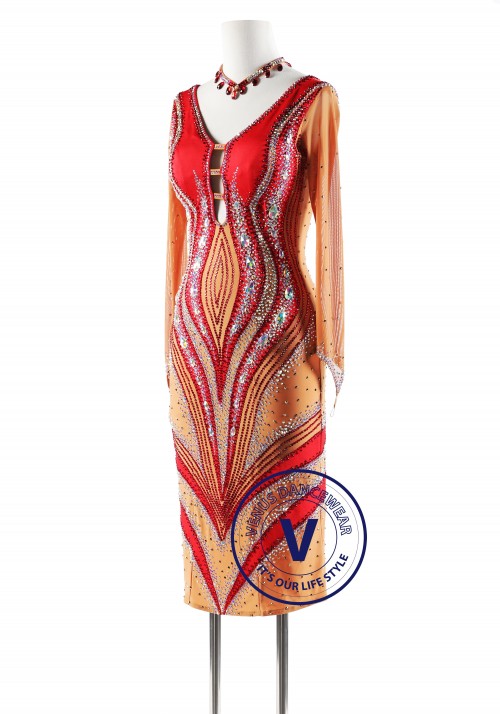 Fire Spider Latin Rhythm Competition Dance Dress