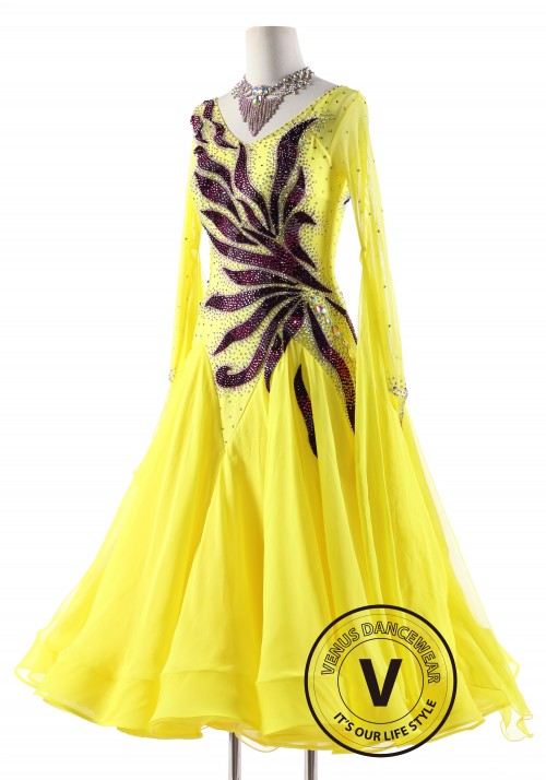 Yellow Ballroom Smooth Competition Dance Dress