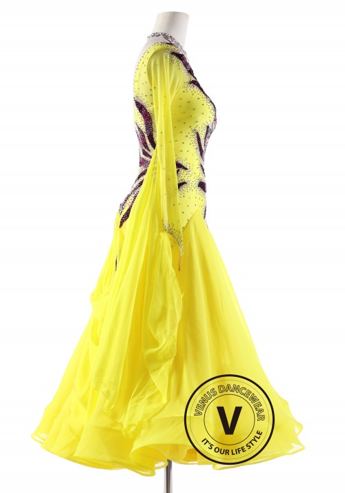 Yellow Ballroom Smooth Competition Dance Dress