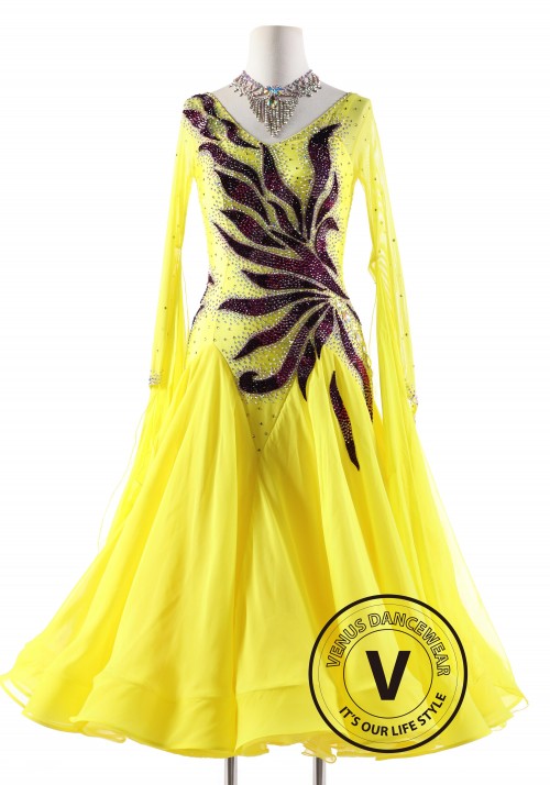 Yellow Ballroom Smooth Competition Dance Dress