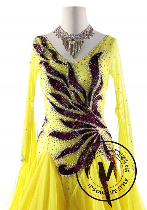 Yellow Ballroom Smooth Competition Dance Dress