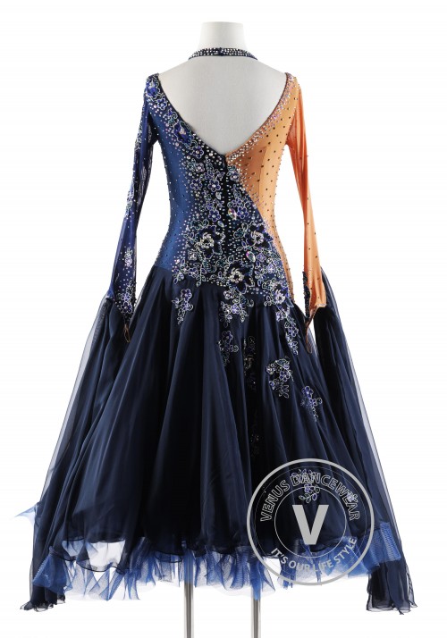 Prussian Blue Ballroom Smooth Competition Dance Dress