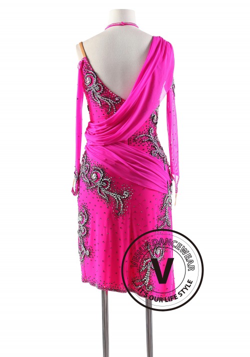 Bright Magenta Latin Rhythm Competition Dance Dress