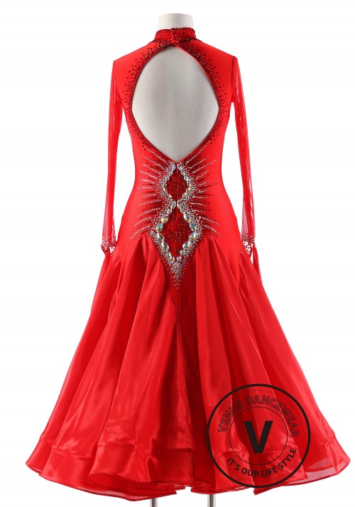 Red Diamond Ballroom Smooth Competition Dance Dress