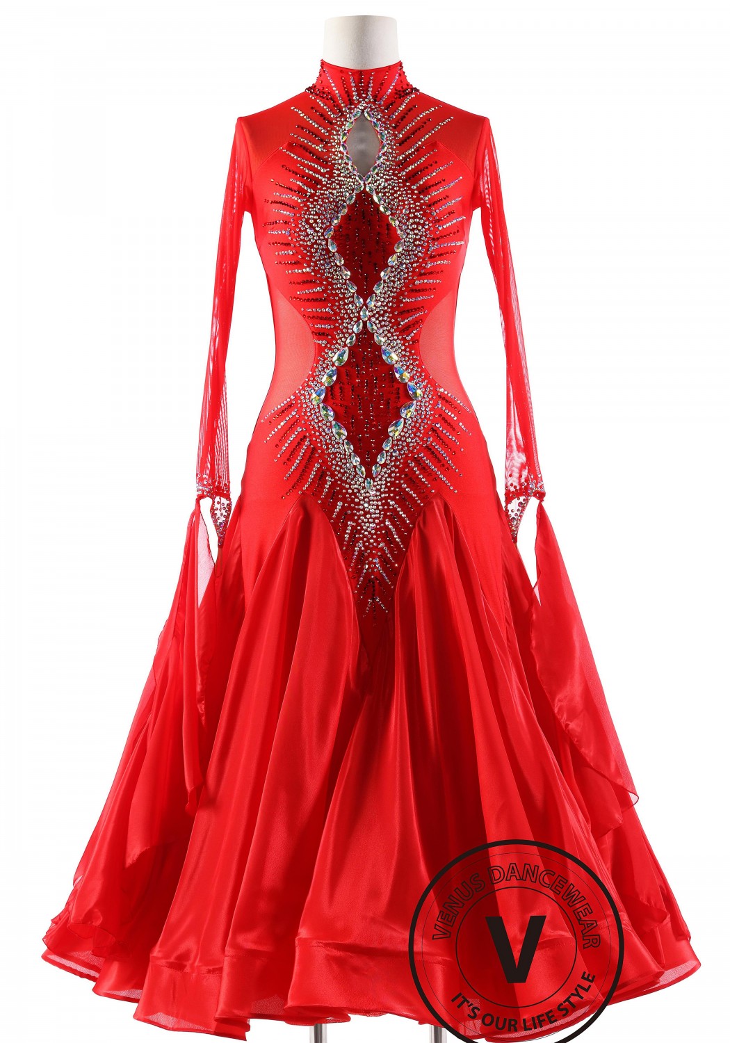 Red Diamond Ballroom Smooth Competition Dance Dress