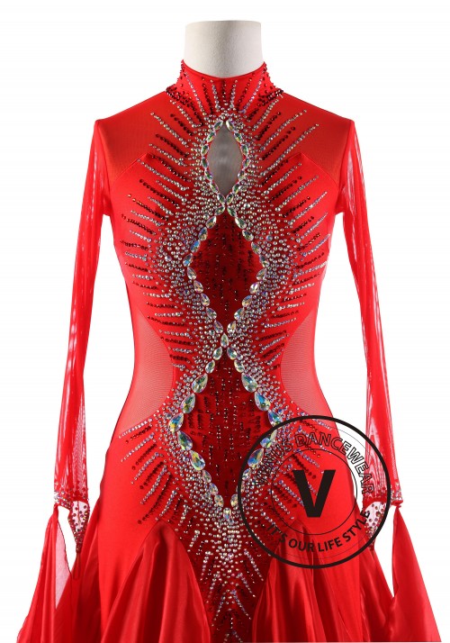 Red Diamond Ballroom Smooth Competition Dance Dress