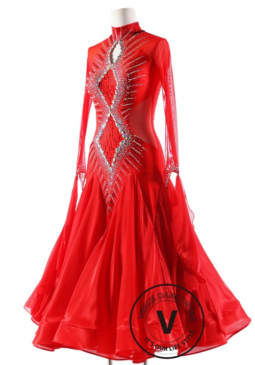 Red Diamond Ballroom Smooth Competition Dance Dress