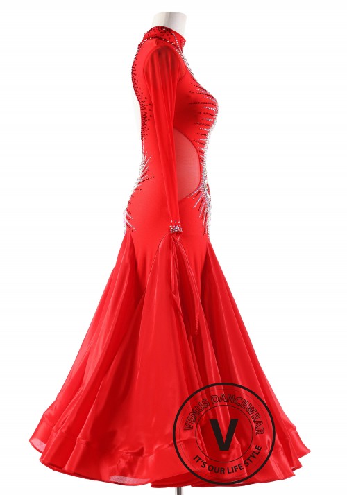 Red Diamond Ballroom Smooth Competition Dance Dress