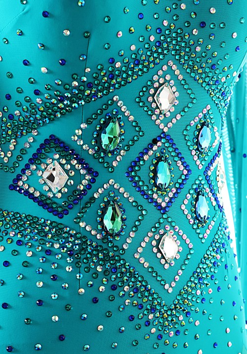 Light Teal High Neck Ballroom Smooth Competition Dance Dress