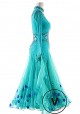 Light Teal High Neck Ballroom Smooth Competition Dance Dress