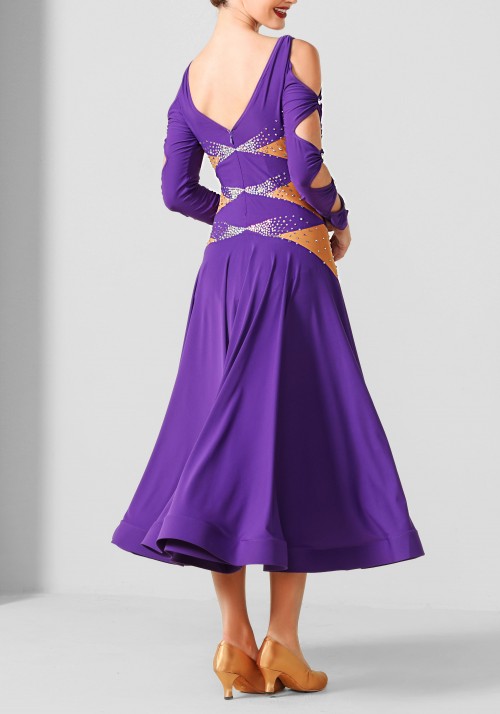 Purple Luxury Crepe Ballroom Smooth Practice Dance Dress