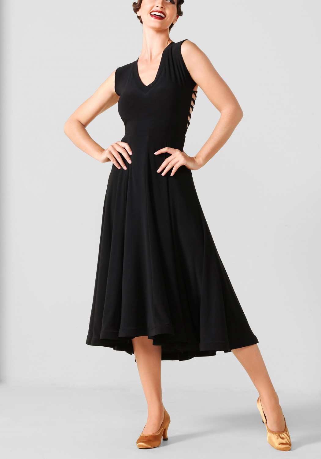 Black Luxury Crepe with Straps Ballroom Smooth Practice Dance Dress