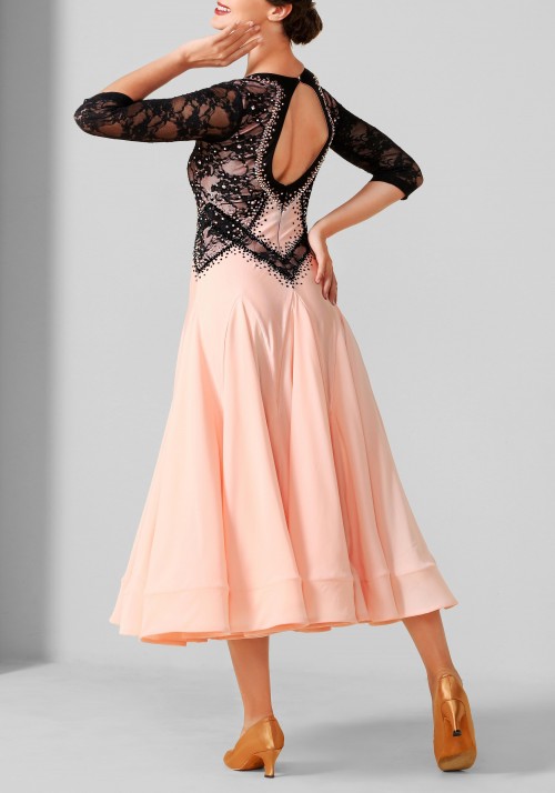 Black Lace Luxury Crepe Ballroom Smooth Practice Dance Dress