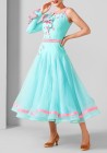 Mint and Pink Luxury Crepe Ballroom Smooth Practice Dance Dress