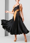 Black 3D Appliques Luxury Crepe Ballroom Smooth Practice Dance Dress