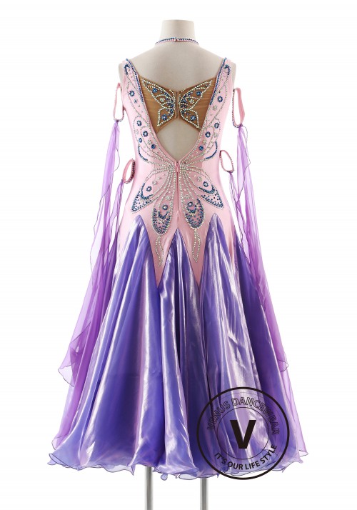 Lilac Color Butterfly Dance  Ballroom Smooth Competition Dance Dress