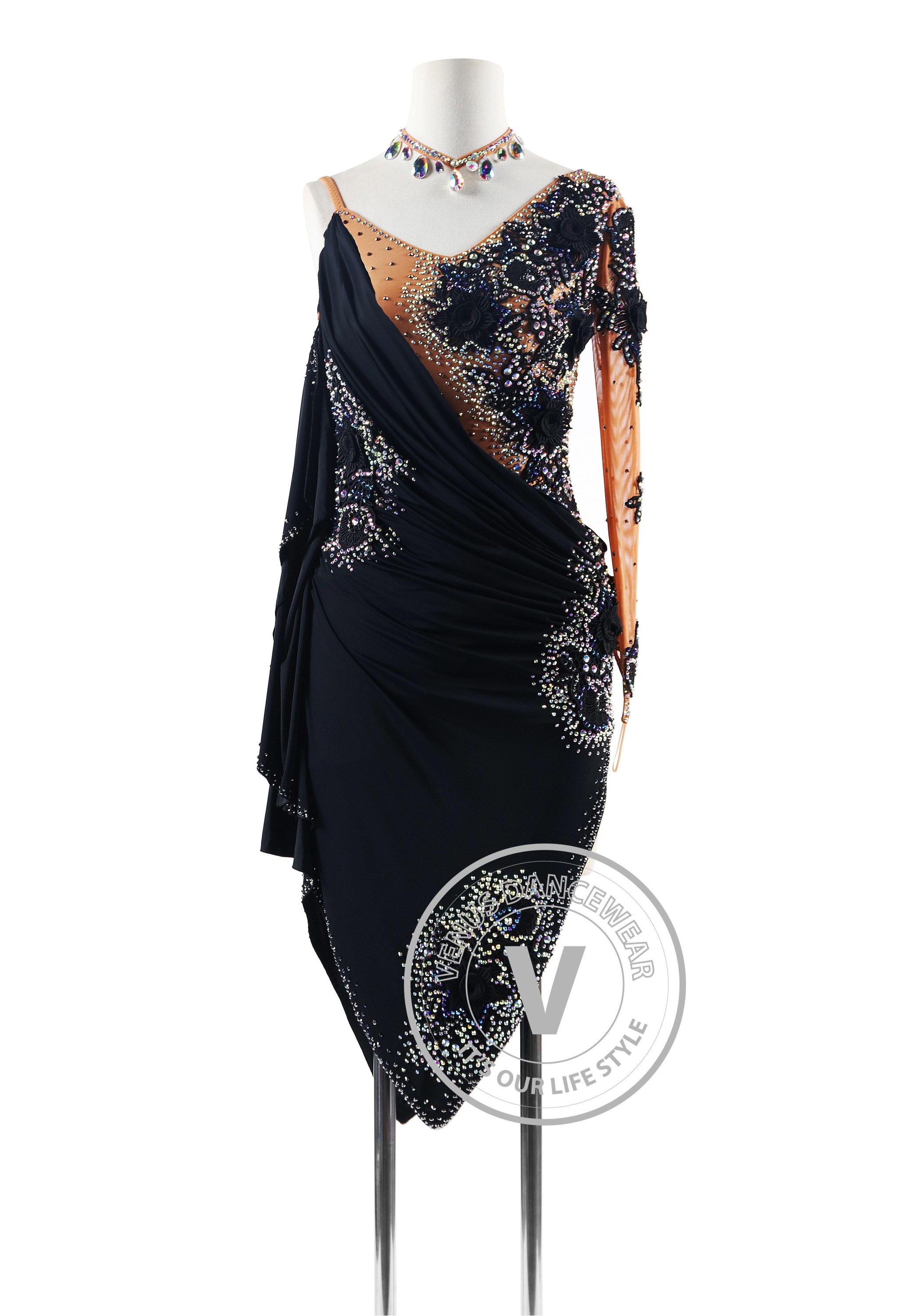 Black Latin Rhythm Competition Dance Dress