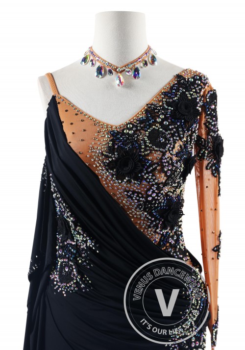 Black Latin Rhythm Competition Dance Dress