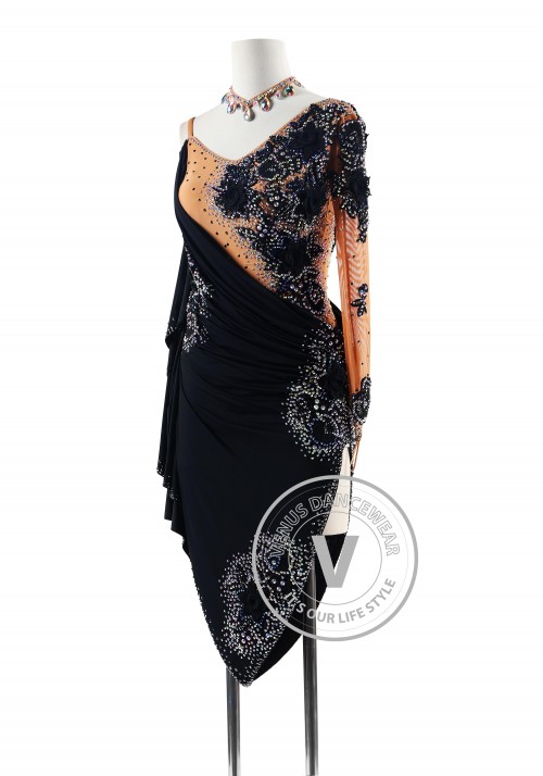 Black Latin Rhythm Competition Dance Dress