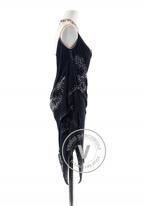 Black Latin Rhythm Competition Dance Dress