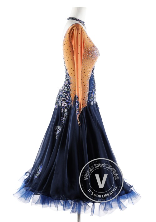 Prussian Blue Ballroom Smooth Competition Dance Dress