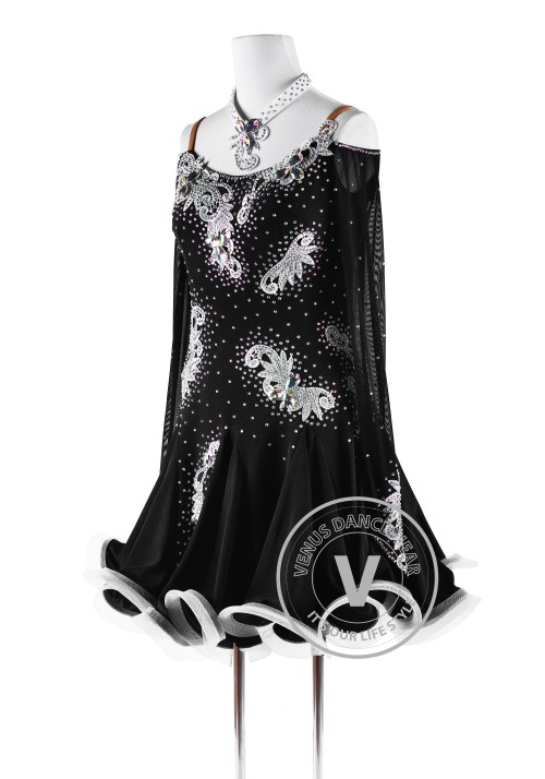 Black Latin Competition Rumba Rhythm Dancing Dress