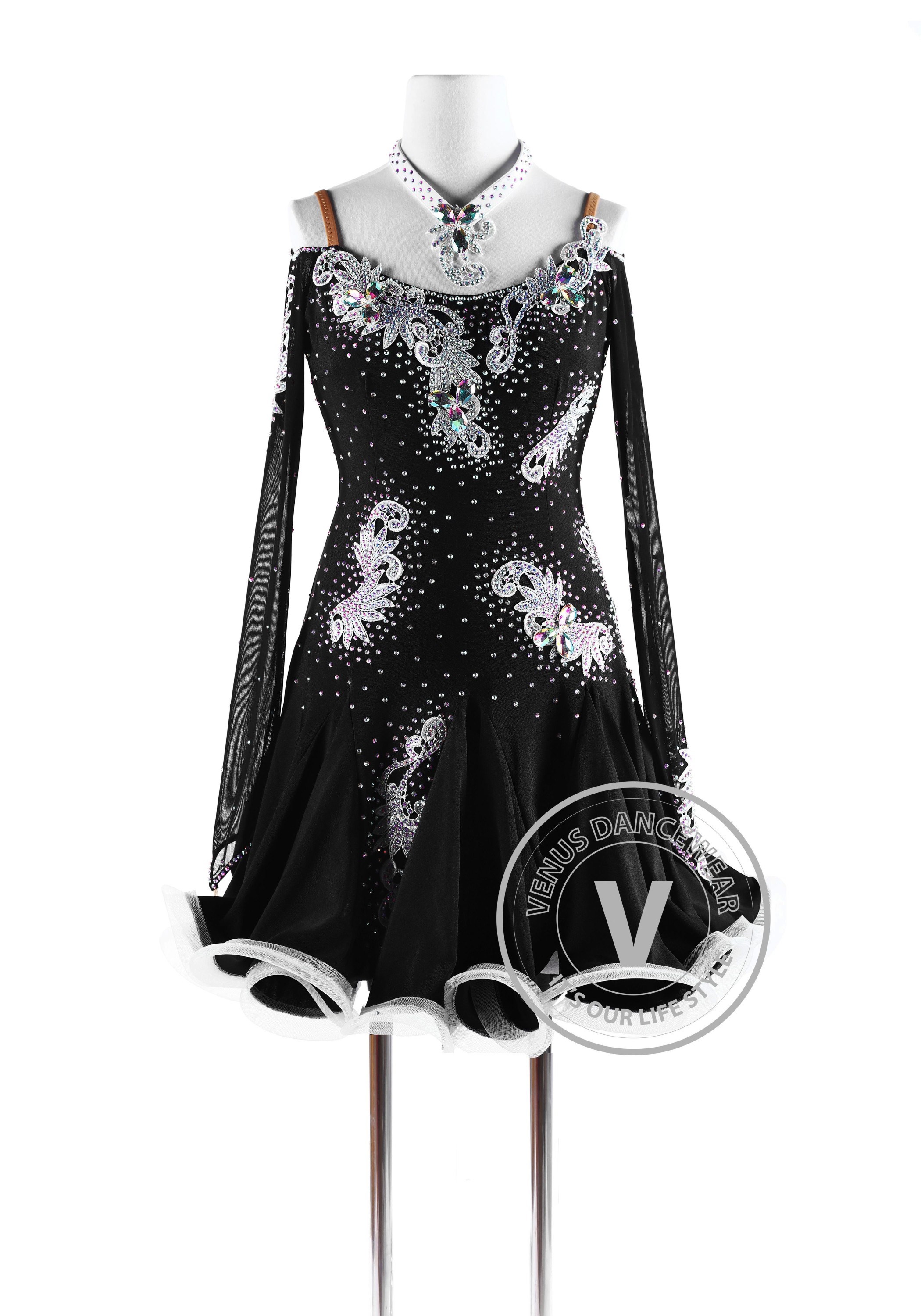 Black Latin Competition Rumba Rhythm Dancing Dress