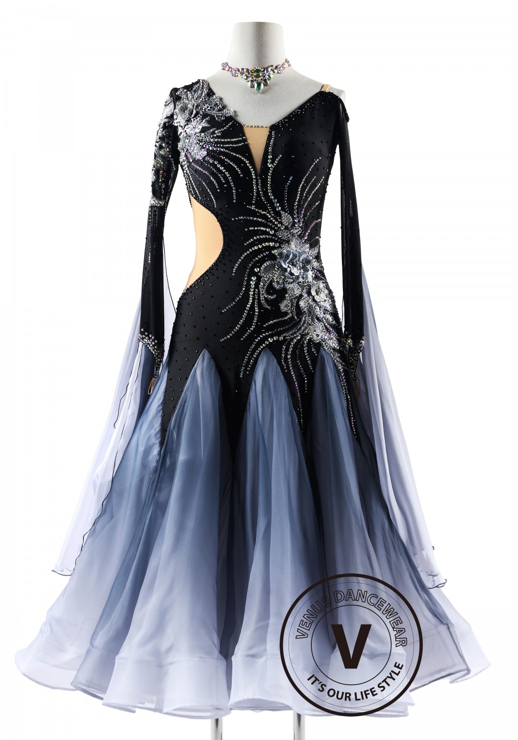 Shadow Fantasy The Metallic Grey Ballroom Elegance Dress Ballroom Smooth Competition Dance Dress