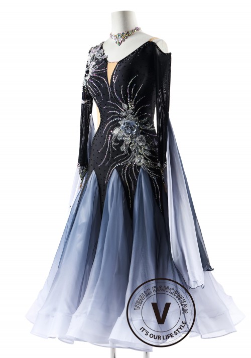 Shadow Fantasy The Metallic Grey Ballroom Elegance Dress Ballroom Smooth Competition Dance Dress