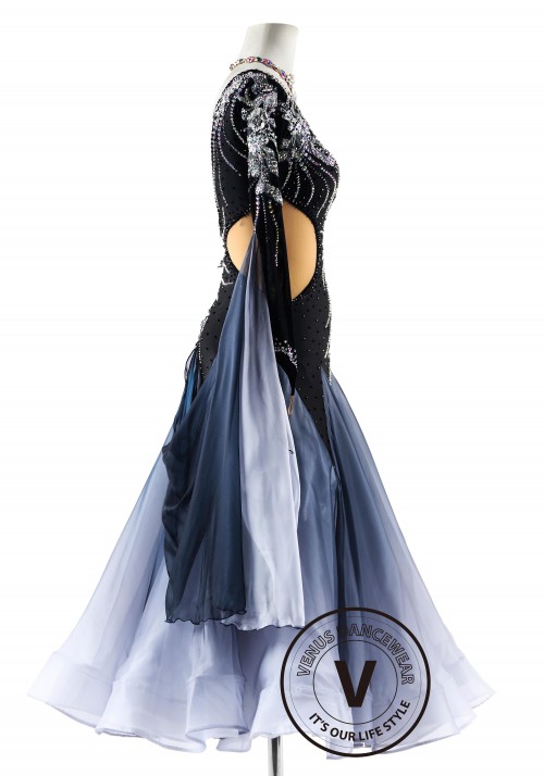 Shadow Fantasy The Metallic Grey Ballroom Elegance Dress Ballroom Smooth Competition Dance Dress