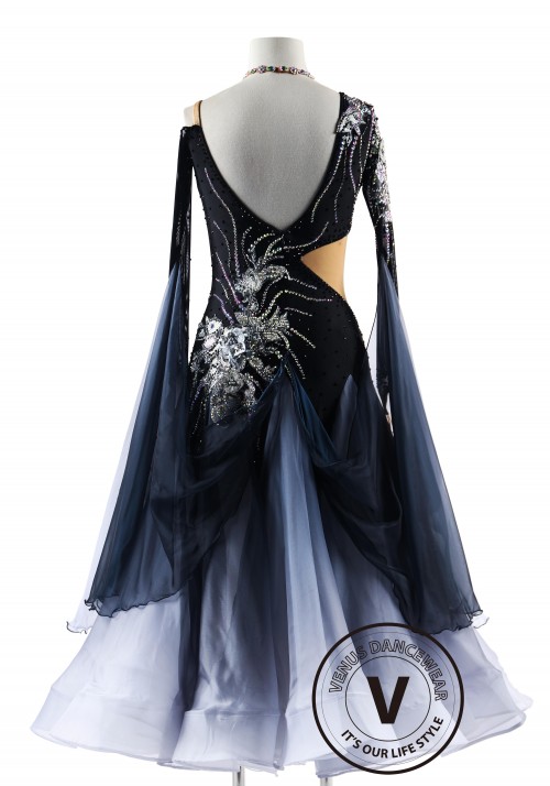 Shadow Fantasy The Metallic Grey Ballroom Elegance Dress Ballroom Smooth Competition Dance Dress