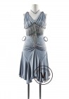 Silver Swirl with beads fringe Latin Rhythm Competition Dance Dress