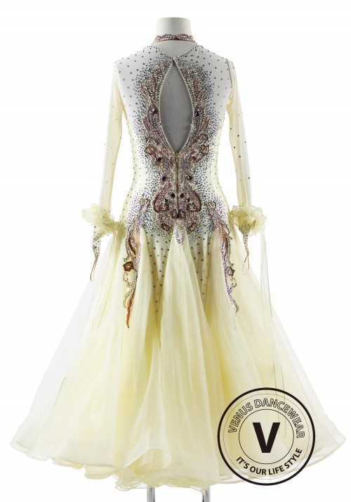 Café Au Lait Couture Ballroom Smooth Competition Dance Dress