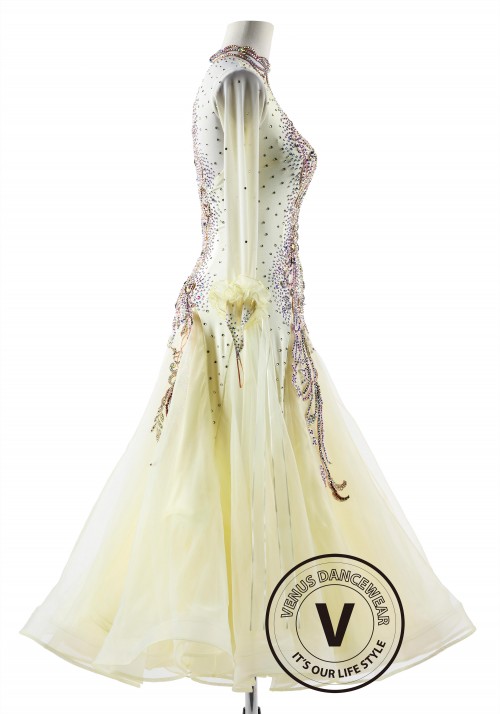 Café Au Lait Couture Ballroom Smooth Competition Dance Dress