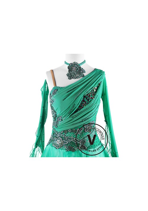 Green Lakes Standard Waltz Tango Competition Dance Dress