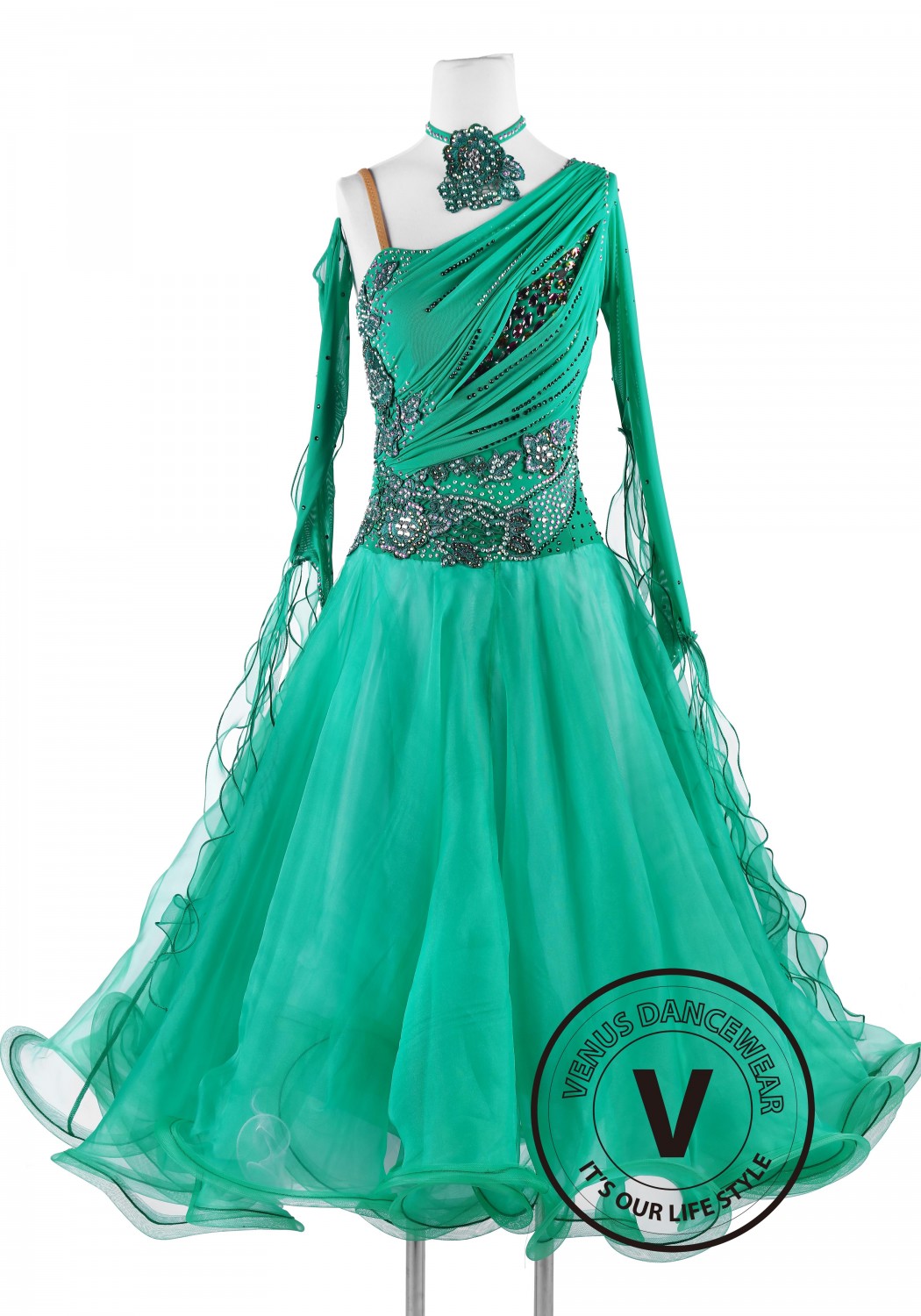 Green Lakes Standard Waltz Tango Competition Dance Dress