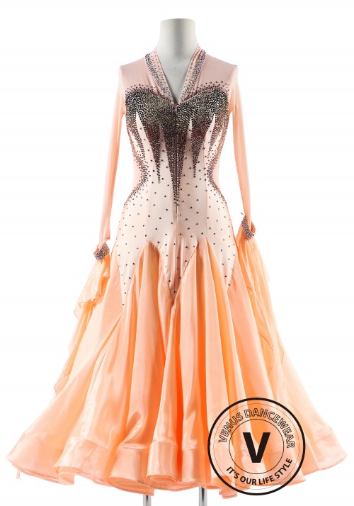 Womens Ball Gown Maxi Round Collar Long Sleeve Ballroom Dress Glitter –  DANCEYM