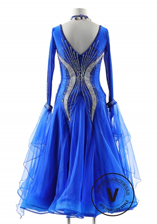 Crystal Cobalt Queen Couture Ballroom Smooth Competition Dance Dress