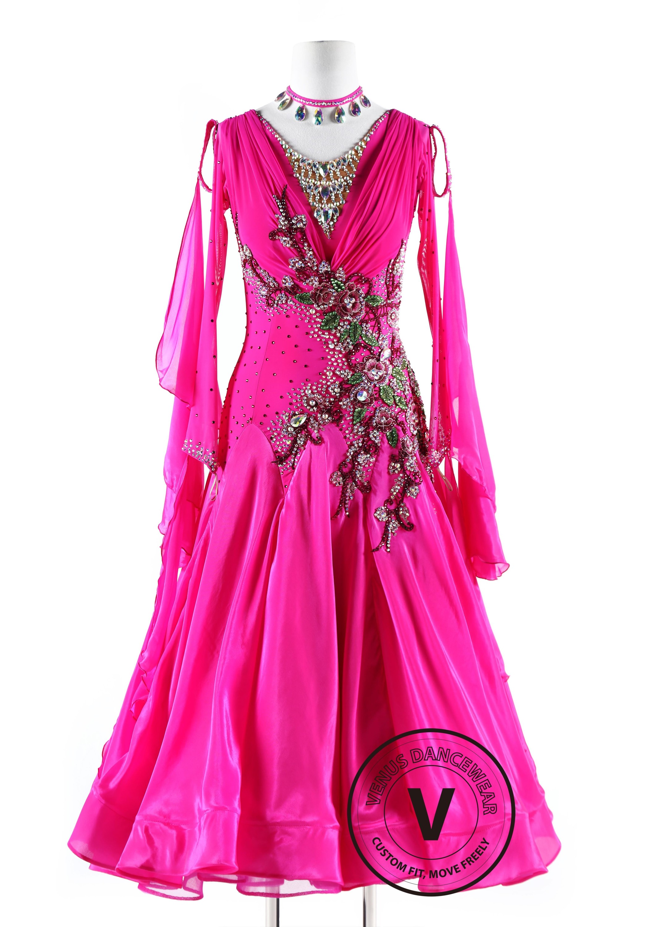 Winter Sweet Magenta Ballroom Smooth Competition Dance Dress