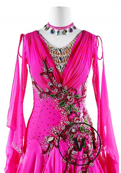 Winter Sweet Magenta Ballroom Smooth Competition Dance Dress