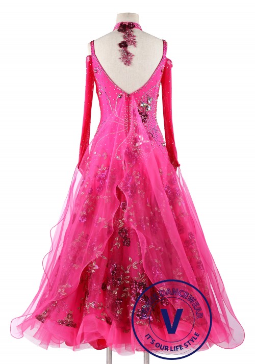 Pink Rose Sequin Ballroom Standard Competition Dance Dress