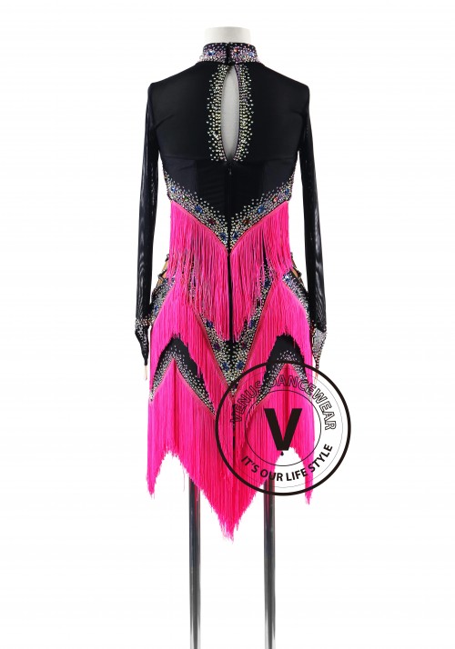 Magenta Passion Fringe Latin Rhythm Competition Dance Dress