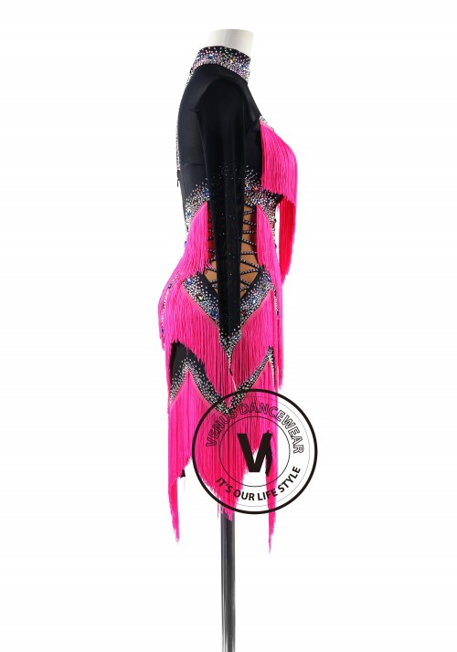 Magenta Passion Fringe Latin Rhythm Competition Dance Dress