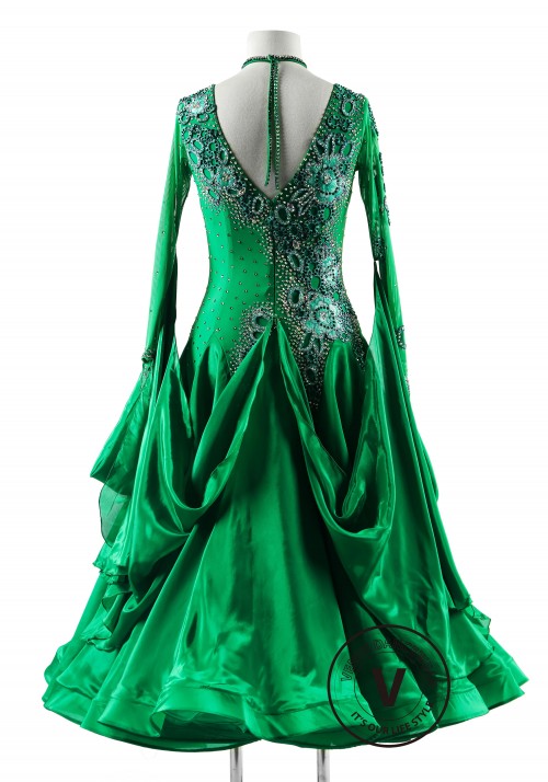 Emerald Elegance Ballroom Smooth Competition Dance Dress