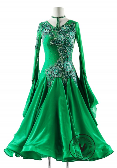 Emerald Elegance Ballroom Smooth Competition Dance Dress