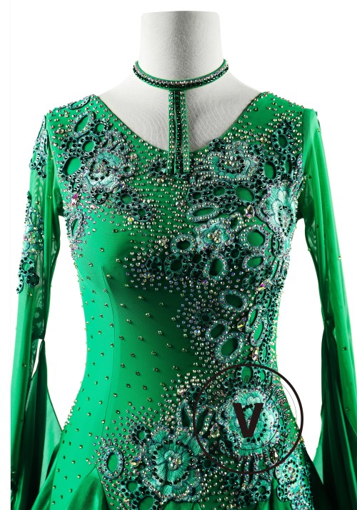 Emerald Elegance Ballroom Smooth Competition Dance Dress