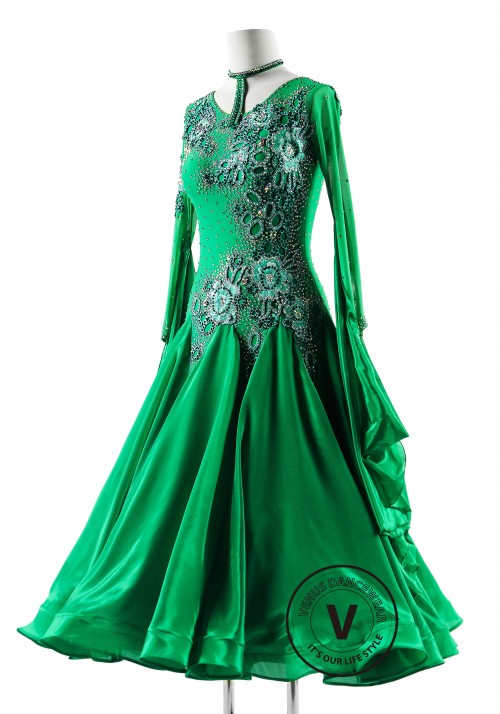 Emerald Elegance Ballroom Smooth Competition Dance Dress