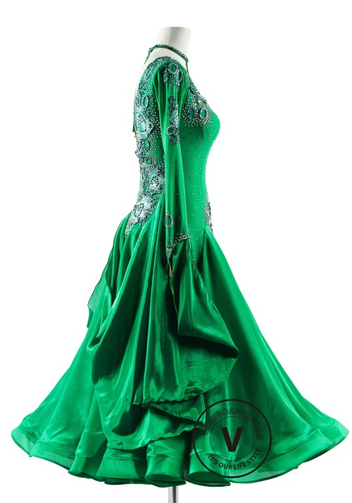 Emerald Elegance Ballroom Smooth Competition Dance Dress