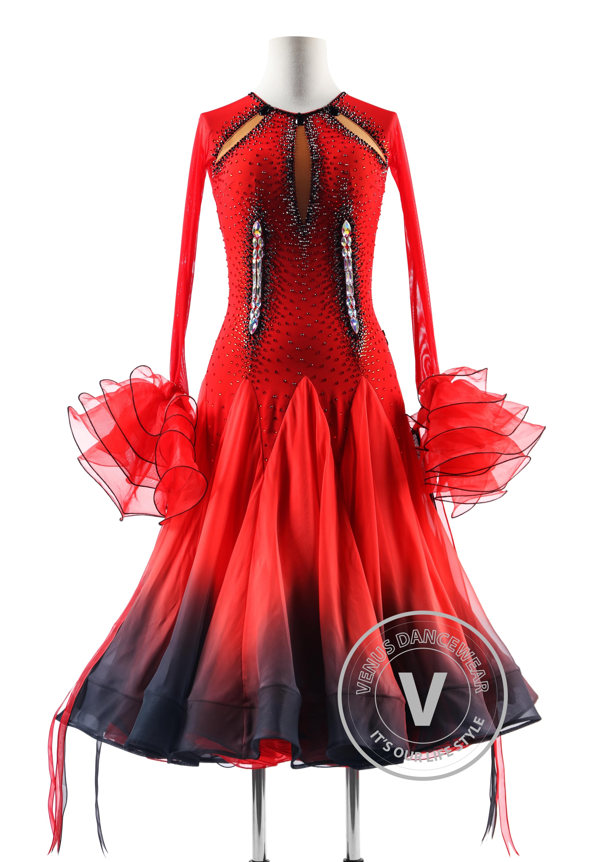 Rose Shadow Ballroom Waltz Smooth Competition Dance Dress