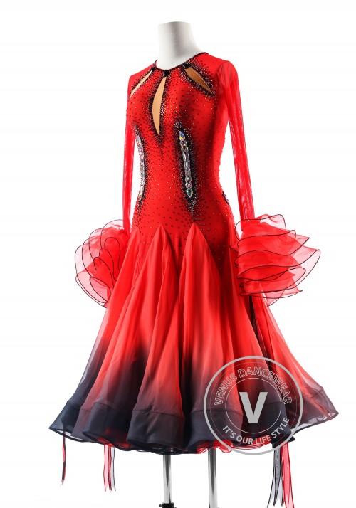 Rose Shadow Ballroom Waltz Smooth Competition Dance Dress